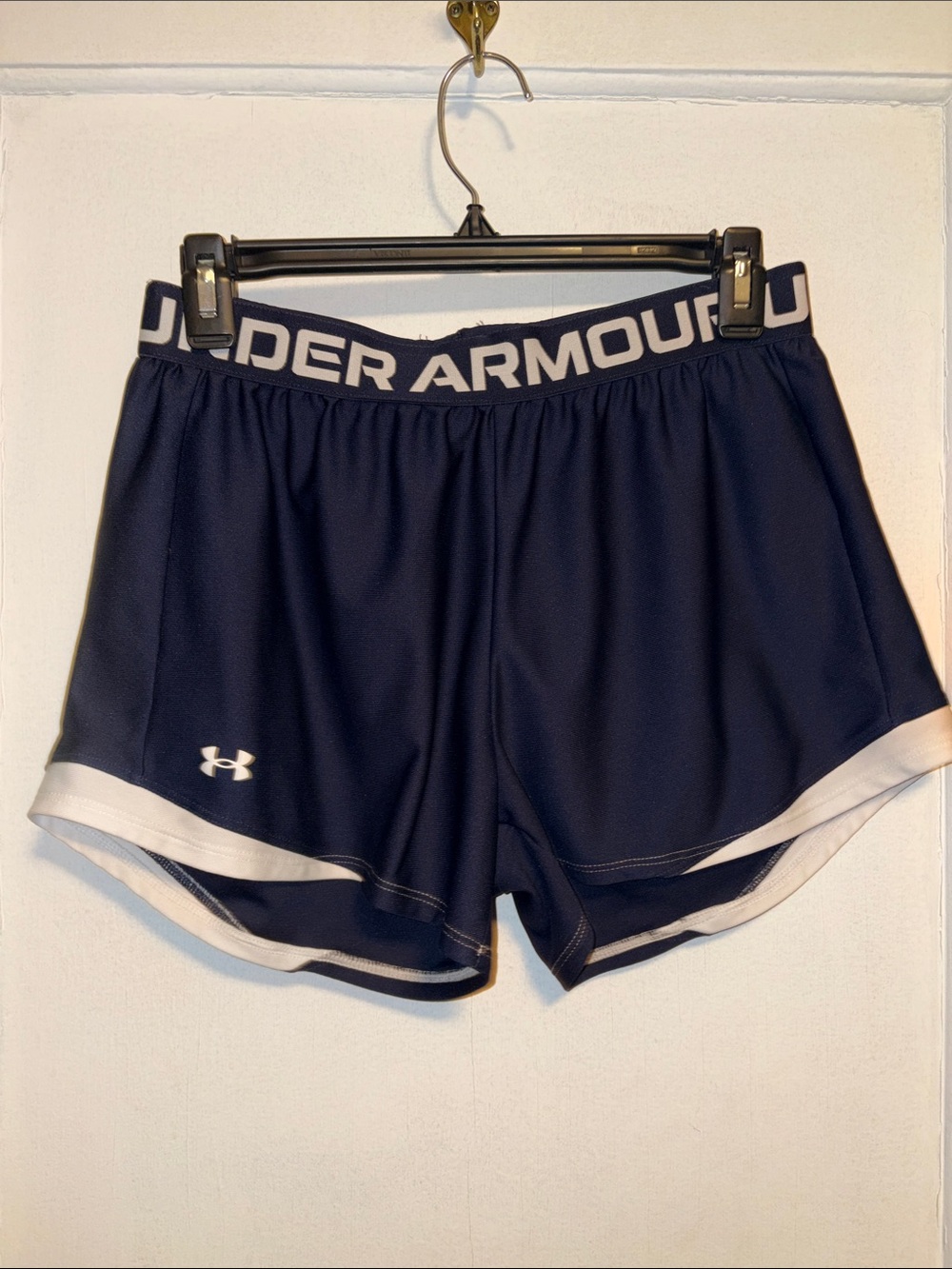 Under Armour Navy Athletic Shorts with White Trim